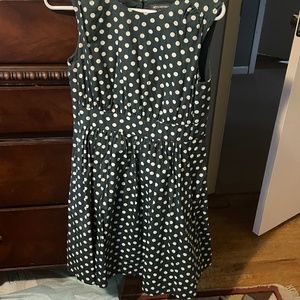 Green and white polka dot dress